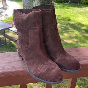 Booties, brown, suede size 9 1/2 excellent used condition, worn once